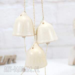 handmade prezent 3 ceramiczne dzwonki choinkowe - piasek