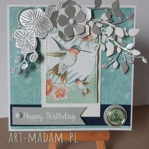 m art a kartka urodzinowa z kolibrem scrapbooking, koliber