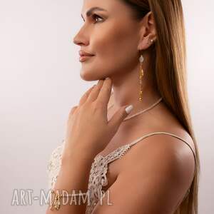 Kolczyki z kamieniem księżycowym Konwalia, Srebro 925 w złotym