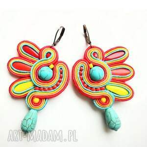 Kolczyki sutaszowe ręcznie haftowane Irokez, sutasz