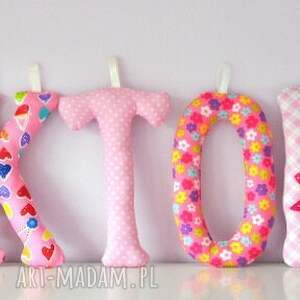 literki szyte imię wiktoria ozdoba pokoju - Pokoik dziecka
