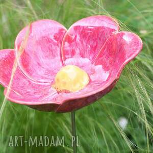 handmade ceramika kwiat ceramiczny ogrodowy różowy śr. 17,5 cm - poidełko