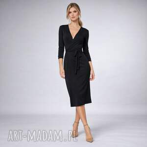 monica black - sukienka kopertowa, oryginalna, klasyczna ponadczasowa