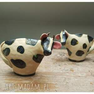 handmade ceramika krowy duet