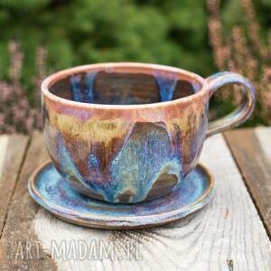 handmade ceramika filiżanka z żółwiem - opal - rękodzieło - ok 300