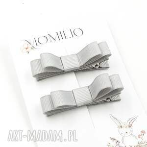 spinki do włosów kokardki basic jasnoszare dziewczynki