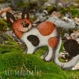 rudobrązowy kot - magnes na lodówkę dekoracja ze sklejki koty, drobny upominek