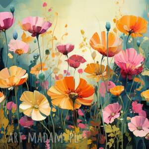 nowoczesny obraz łąka kwiatna - wydruk na płótnie 90x60 cm - obraz kolorowe