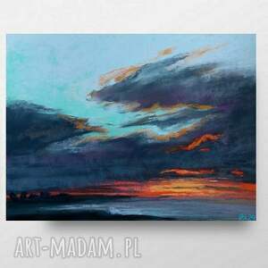 wieczór - praca formatu 18/24 cm, rysunek, pejzaż, pastele suche