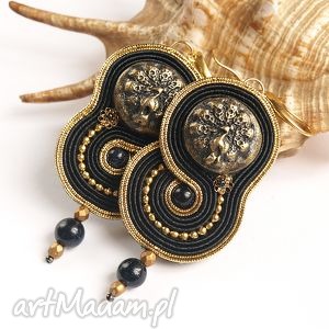 kolczyki soutache golden peacock