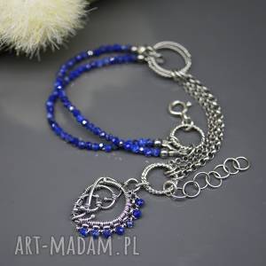 kobaltowy lapis lazuli - bransoletka elhan, srebrna, delikatna wire wrapping