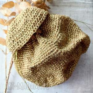 Szydełkowa kosmetyczka w kolorze złotym, na szydełku