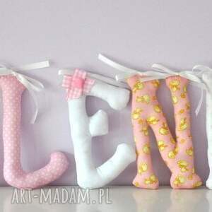 literki szyte imię milenka ozdoba pokoju - pinezka dla dziecka