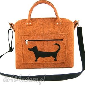 handmade na ramię russet chest & dog on pocket