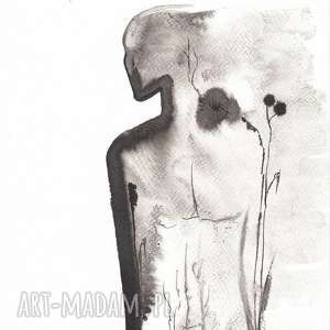 ręcznie malowany body flowers grafika czarno-biała, plakat A4 plakaty do salonu