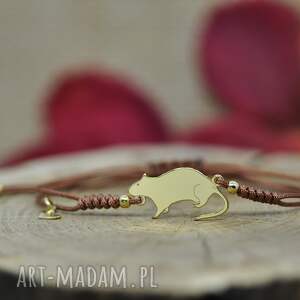 szczur / szczurek - bransoletka, srebro 925 pozłacane, gryzonie
