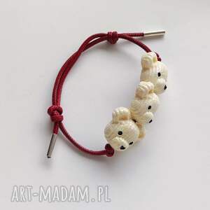 MIŚ bransoletka ze srebra 925 i kolorowym sznurkiem - handmade dla Ciebie