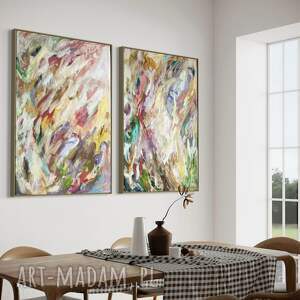 obrazy 100x70 cm płótnie, abstrakcja do salonu, zestaw obrazów