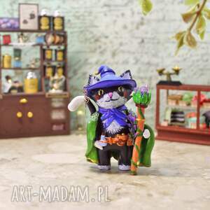 dekoracje kot czarodziej miniaturowa figurka magiczny kot, bajkowa