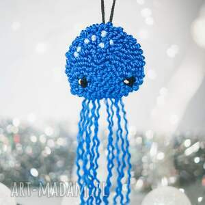 ręcznie zrobione na święta upominki meduza diana niebieska - ozdoba