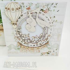 kartka z okazji narodzin dziecka - gratulacje scrapbooking, rękodzieło