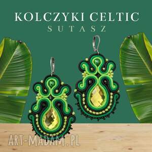 koczyki sutasz celtic, wiszące kolczyki sutaszowe kolczyki