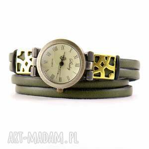 z paskiem w kolorze khaki, zegarek bransoletka