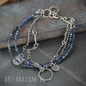 Warstwowa bransoletka z szafirem, szafir, surowa biżuteria