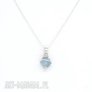 ladyc srebrny naszyjnik z niebieskim morganitem minimalistyczna biżuteria