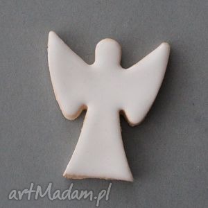 handmade pod choinkę prezent anioł - broszka ceramiczna