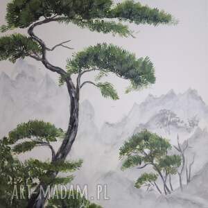 pejzaż akrylowy ręcznie malowany na płótnie półcienie ciszy - 30x24cm darmowa