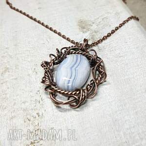 handmade naszyjniki agat blue lace m201