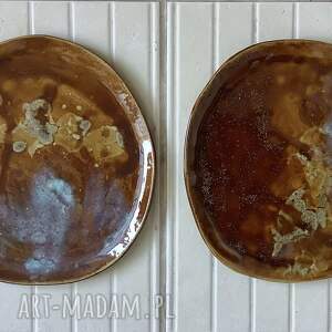 Duże talerze ręcznie robione, brązowy talerz, ceramiczny