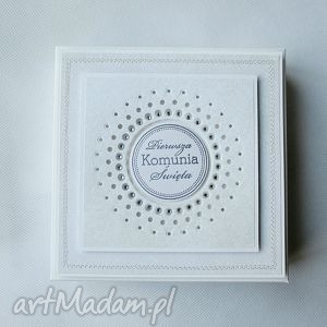 handmade scrapbooking kartki pudełko z życzeniami - komunia