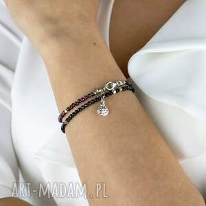 acha studio bransoletki z kamieni naturalnych - granat spinel, srebro, elegancka