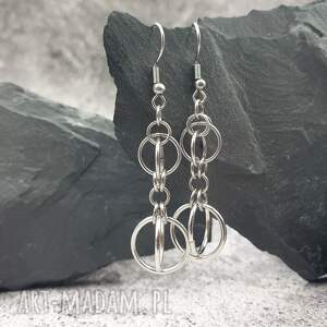kolczyki chainmaille - duże globusy, stal szlachetna ze stali