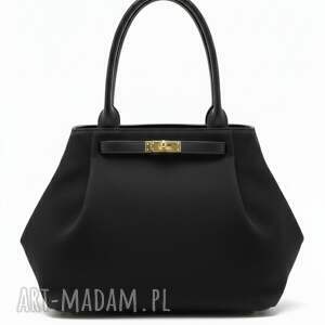 torba trapezowa na ramię - ls07 czarna, torebka zamszowa, codzień