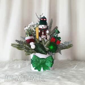 dekoracja świąteczna z misiem polarnym mały stroik na boże narodzenie