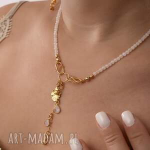 Naszyjnik z kamieniem księżycowym konwalia, srebro 925 w złotym (biżuteria ślubna, z kamieniami, kamień)