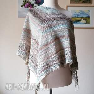 chustki i apaszki ręcznie na drutach - subtelne pastele miła, lekka chusta