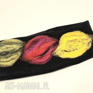 Opaska wełniana uniwersalna filcowana wełną merynosów na podszewce