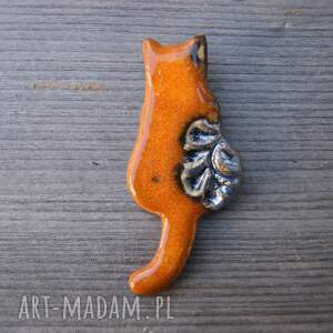 ceramiczny magnes kot rudy na lodówkę, pomarańczowy