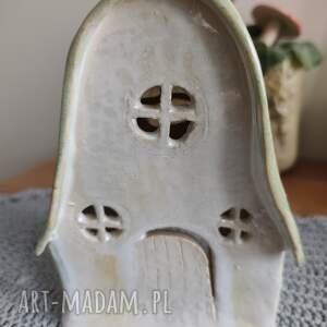 ceramiczna lampion, świeca, ceramika, chatka