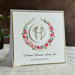 ręcznie robione zaproszenia komunijne, wzór 28d, pierwsza komunia