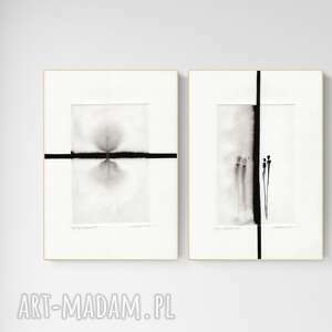 zestaw 2 grafik 21x30 cm wykonanych ręcznie, grafika czarno-biała, abstrakcja