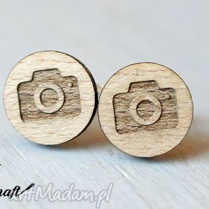 drewniane, bukowe spinki do mankietów aparat