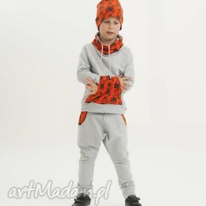 bluza dresowa ze stójką - małpki orange kids baby, bawełniana, kolorowa, stylowa