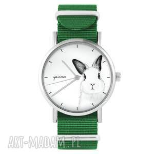 handmade zegarki zegarek - królik - zielony, nylonowy