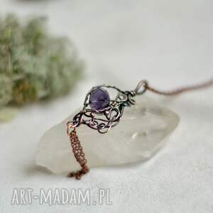 violet spark - naszyjnik z kryształkiem, wisior fioletowy miedź biżuteria