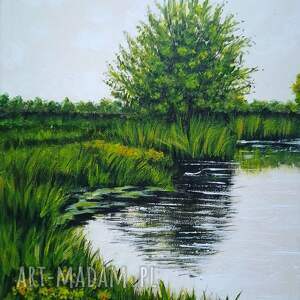 OBRAZ RĘCZNIE MALOWANY AKRYLOWY BLISKO WODY 2 - 30X24cm